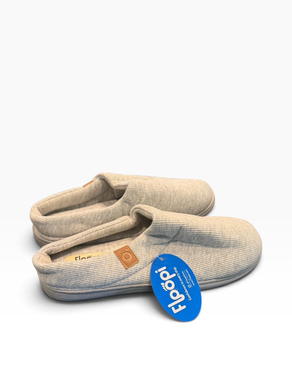 NWT Floopi Sydney Ribbed Knit Clog Slippers Gray Women’s L 9-10